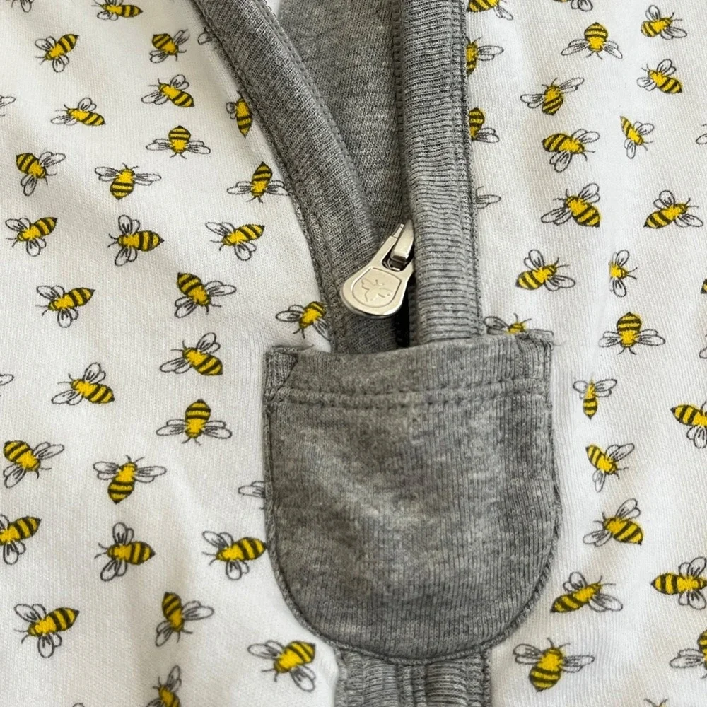Burts‎ Bees Baby Sleep Sack Small 0-6M Organic Cotton Bee Print Wearable Blanket